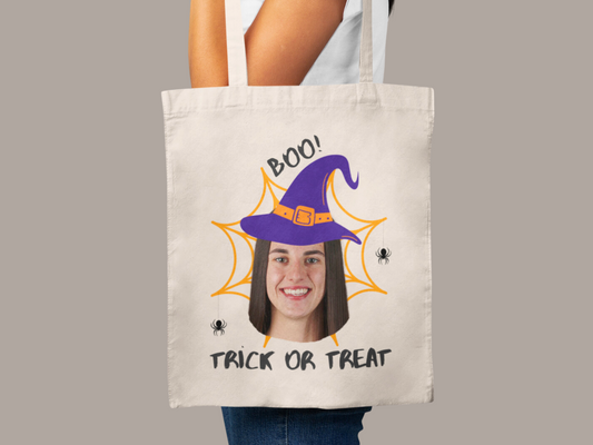 Caitlin Clark Halloween Cotton Canvas Tote Bag