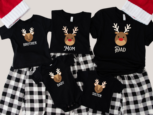 Personalized Family Christmas Reindeer Shirts