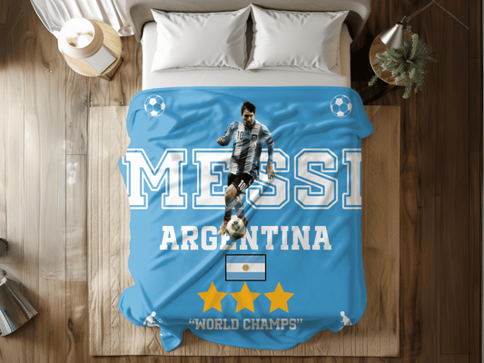 Messi 10 Argentina Soccer World Champs Plush Blanket