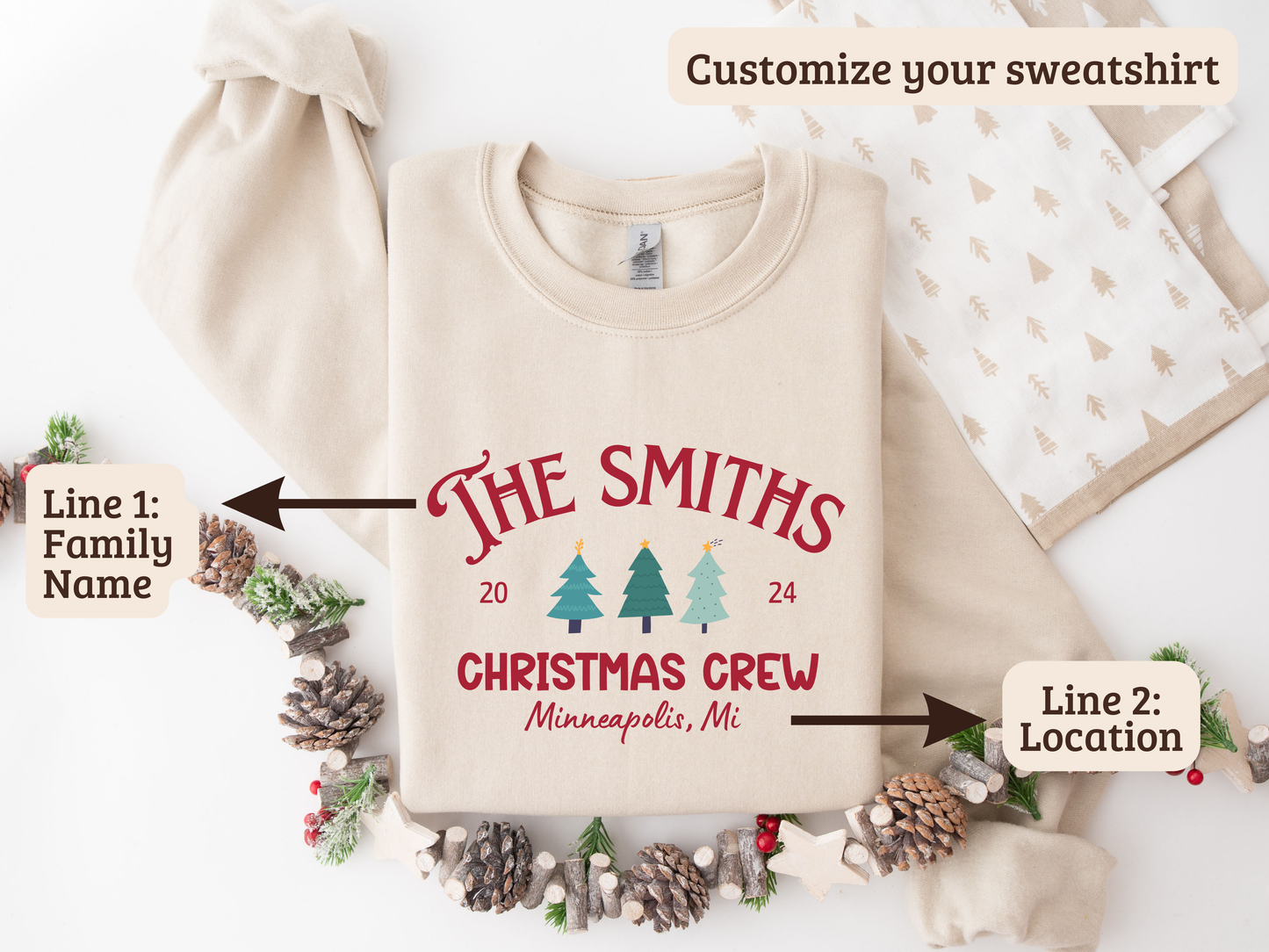 Custom Family Christmas Crew Sweatshirt